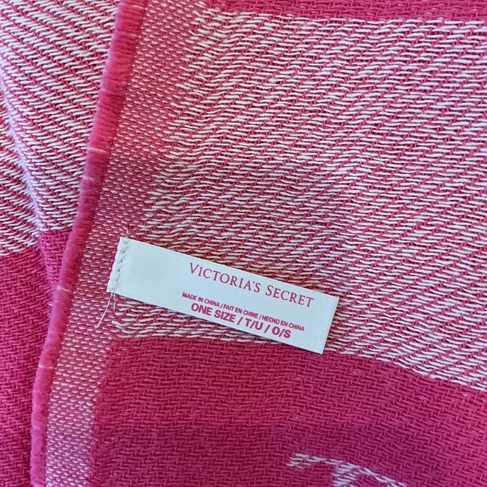 Victoria's Secret Fringe Striped Beach Blanket Throw in Pink
